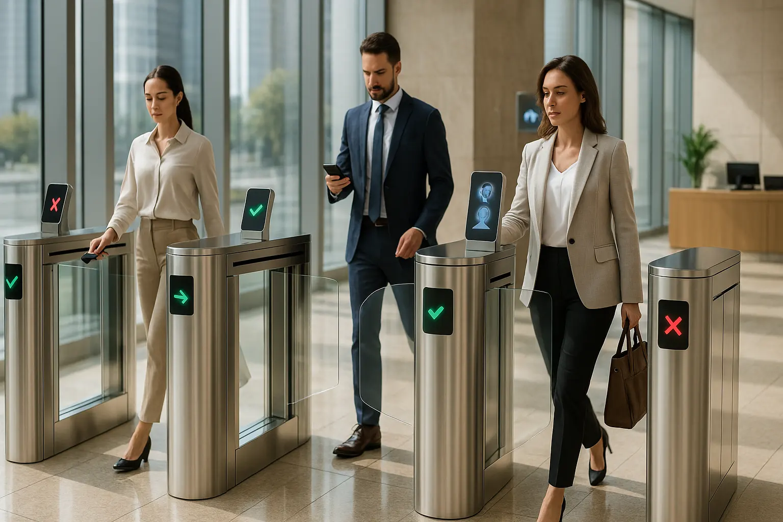 Dubai-hogesnelheidspoort voor de ingang van het gebouw