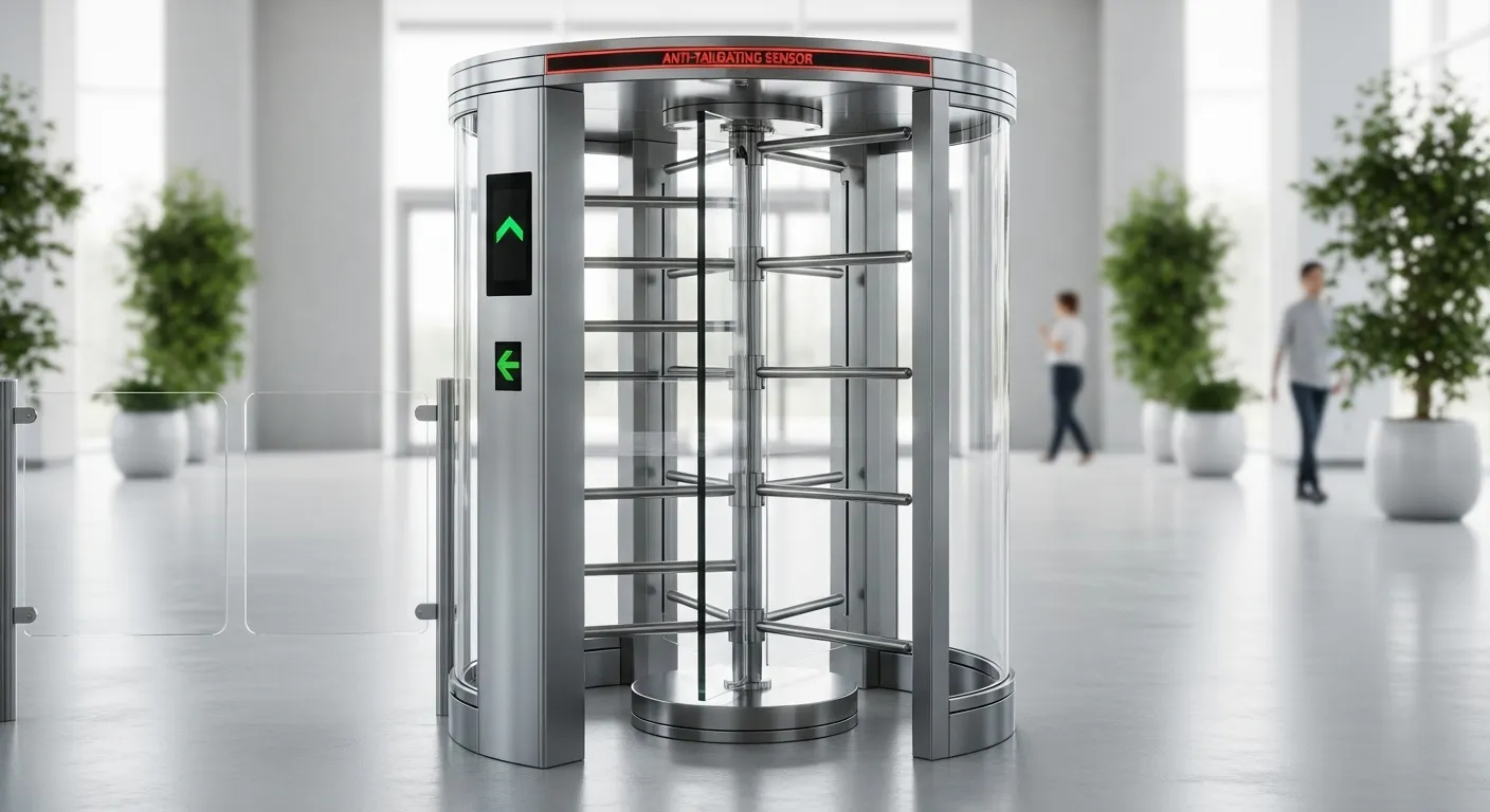 Anti-tailgating draaipoort op volle hoogte