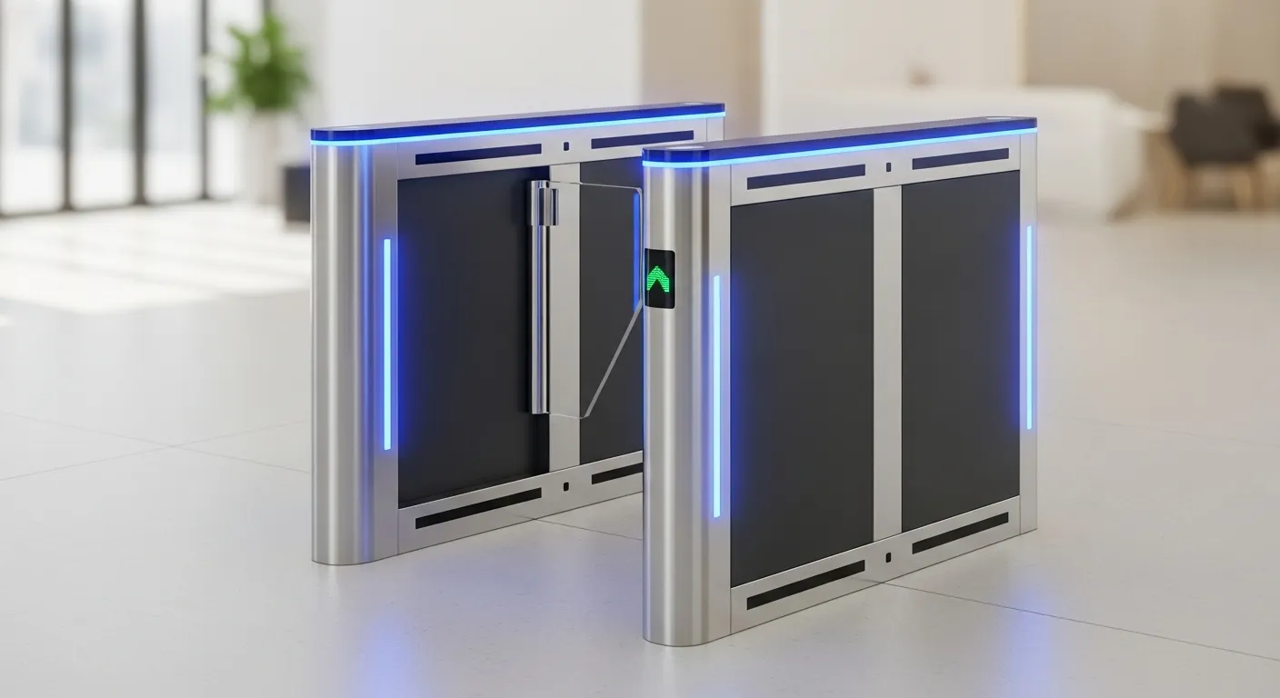 Compuerta compacta de barrera de solapas