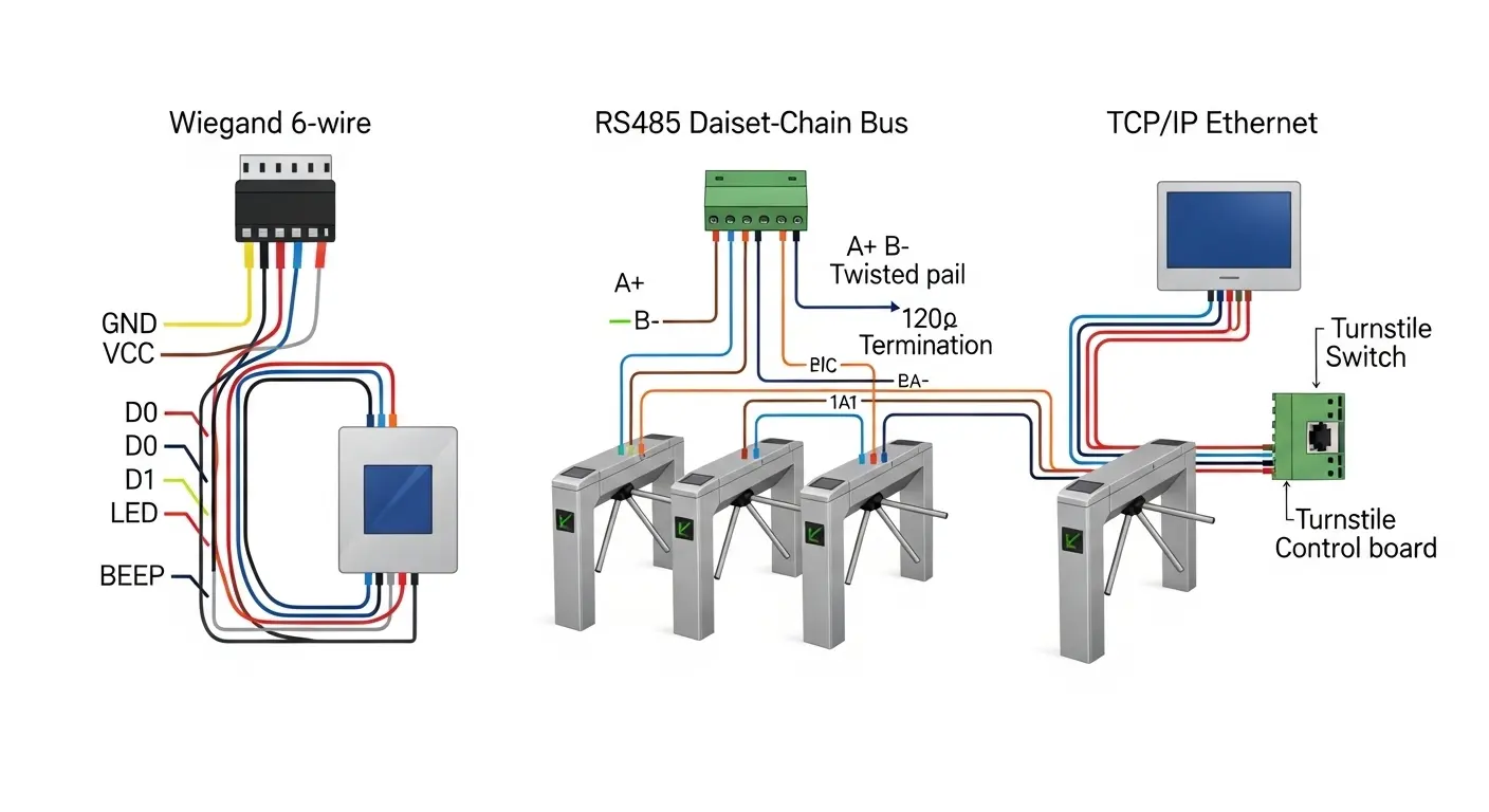 Draaipoort bedrading schema